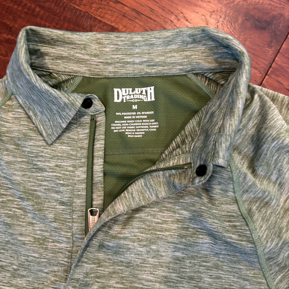 Duluth Trading Co Quarter Zip Green short Sleeve Polo Shirt Size M